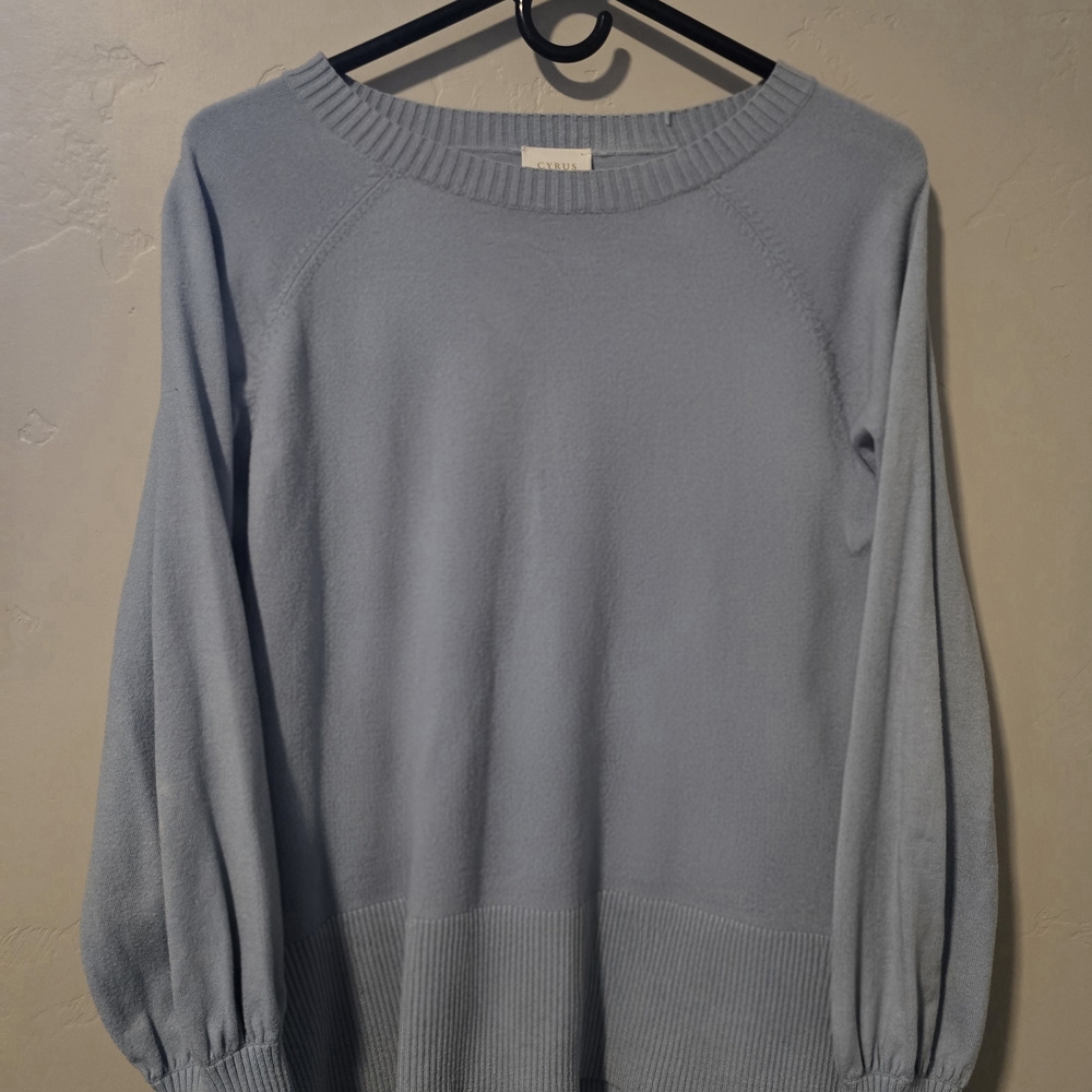 Cyrus Women's Soft Blue Crew Neck Sweater